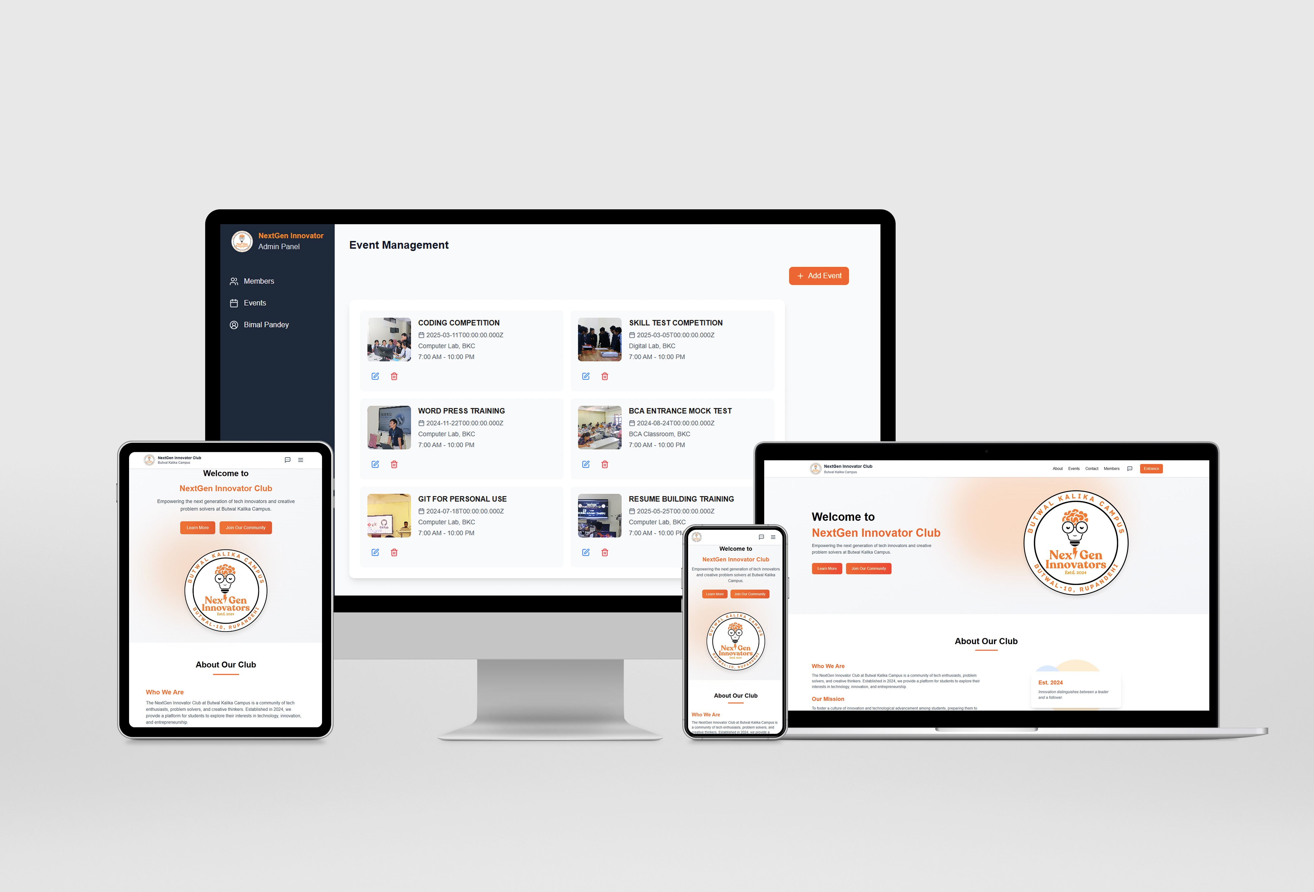 Next Gen Club Website with Admin Panel